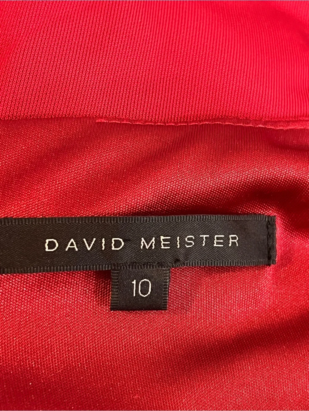 David Meister Maxi Gown Sz 10 Red Long Sleeve V-Neck ruched sexy formal occasion